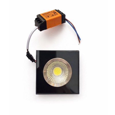 Füme Cam Kare Sıva Altı Led Spot Armatür İç Beyaz, Kenar Gün Işığı