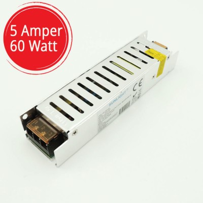 Sunlight Şerit Led Trafo 12V Adaptör Driver 5 Amper 60 Watt