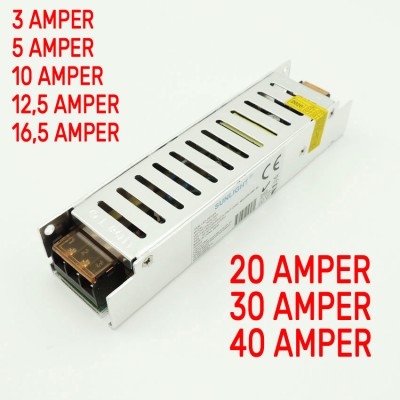 Sunlight Şerit Led Trafo 12V Adaptör Driver 3/5/10/12,5/16,5/20/30/40 Amper