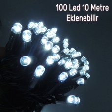 Dış Mekan Led Aydınlatma 10M Ağaç Işığı 100L Yeşil Kablo Beyaz Işık