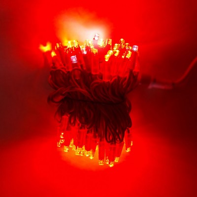 Dış Mekan Led Aydınlatma 10 Mt 100 Led Kırmızı Kablo Kırmızıya Beyaz Flaş