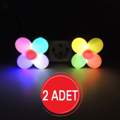 Papatya Led Gece Lambası 0,5W Işıklı Fişli Fotosel Sensörlü 2 Adet