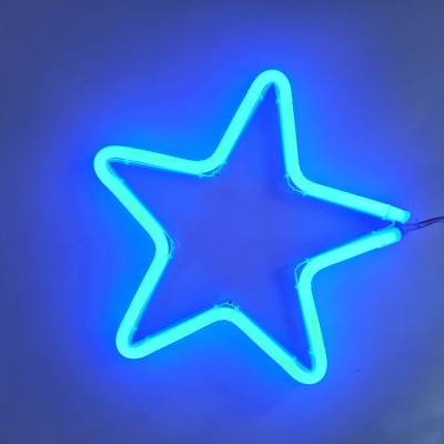 Neon Işıklı Yıldız Yılbaşı Süsü 220V Mavi 55 cm