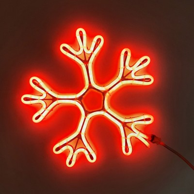 Neon Işıklı Kar Tanesi Yılbaşı Süsü 220V Kırmızı 28 cm