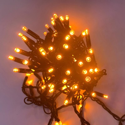 Dış Mekan Led Aydınlatma 10M Ağaç Işığı 100L Yeşil Kablo Amber Işık