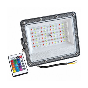 Dış Mekan Slim Led Projektör 50 Watt RGB Uzaktan Kumandalı Yüksek Lümenli